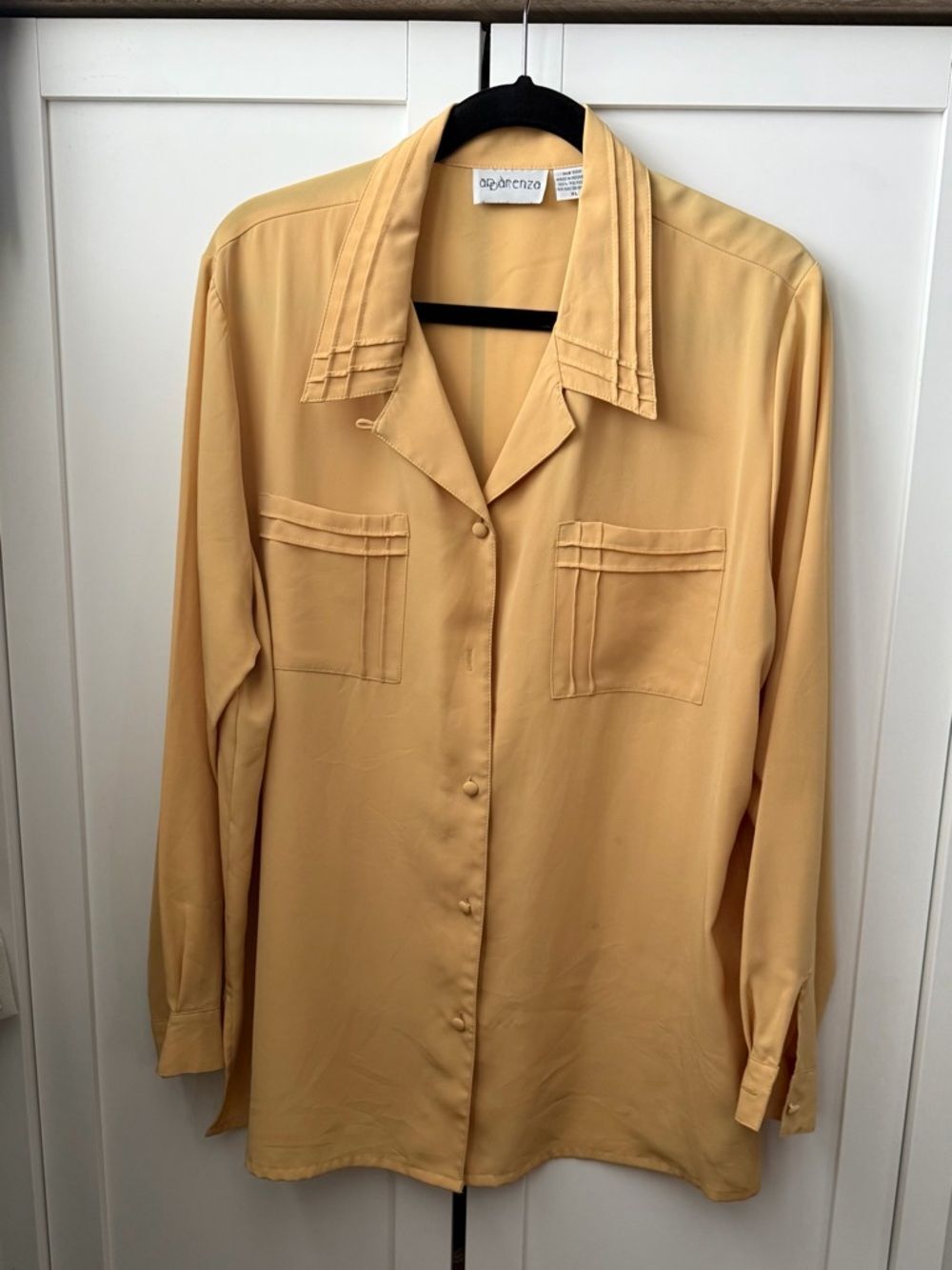 Apparenza Yellow Vintage Button-Up Blouse, Size XL